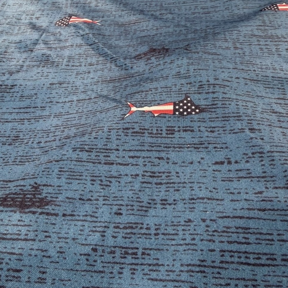 Columbia PFG Terminal Tackle Shirt Mens XL Blue American Flag Fish Long Sleeve - Picture 5 of 8